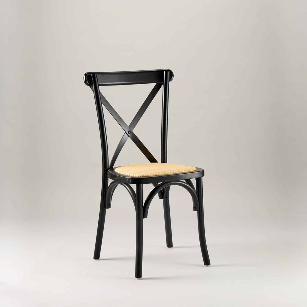 Black crossback chair – rattan seat pad