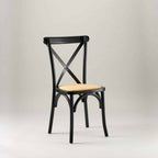Black crossback chair – rattan seat pad