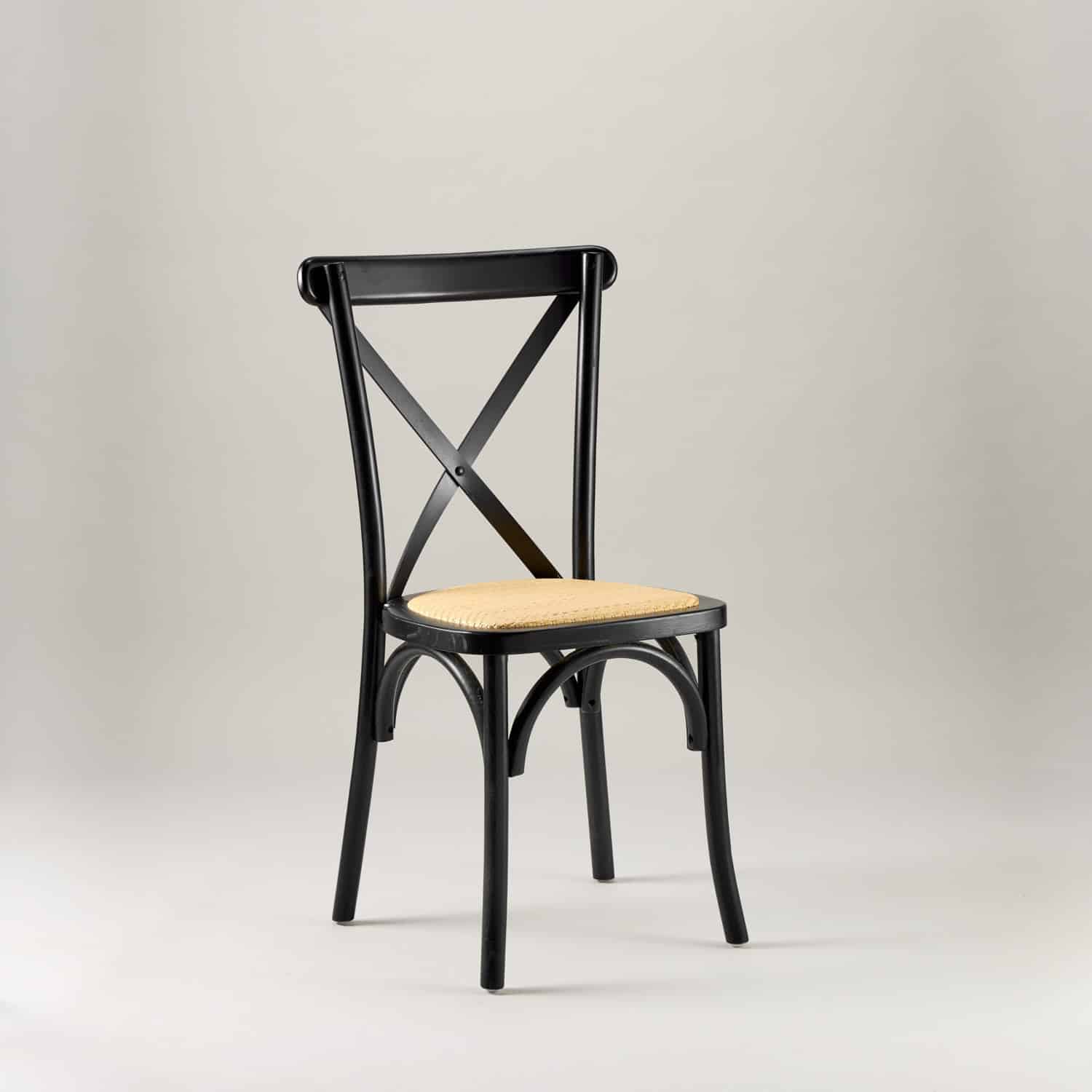 Black crossback chair – rattan seat pad