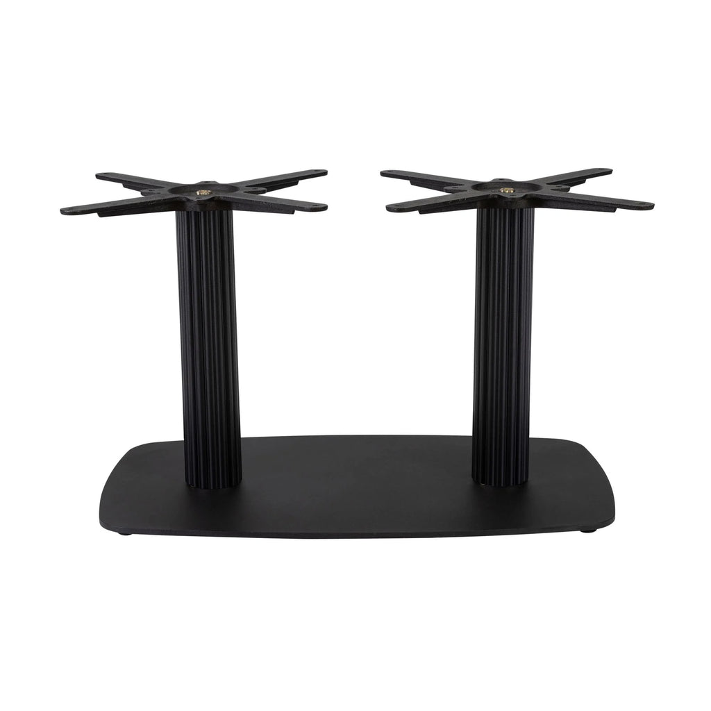 Boston Coffee Height Table Base Large Rectangular Radius Edges Fluted Black Side