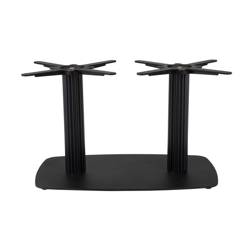 Boston Coffee Height Table Base Large Rectangular Radius Edges Fluted Black Side