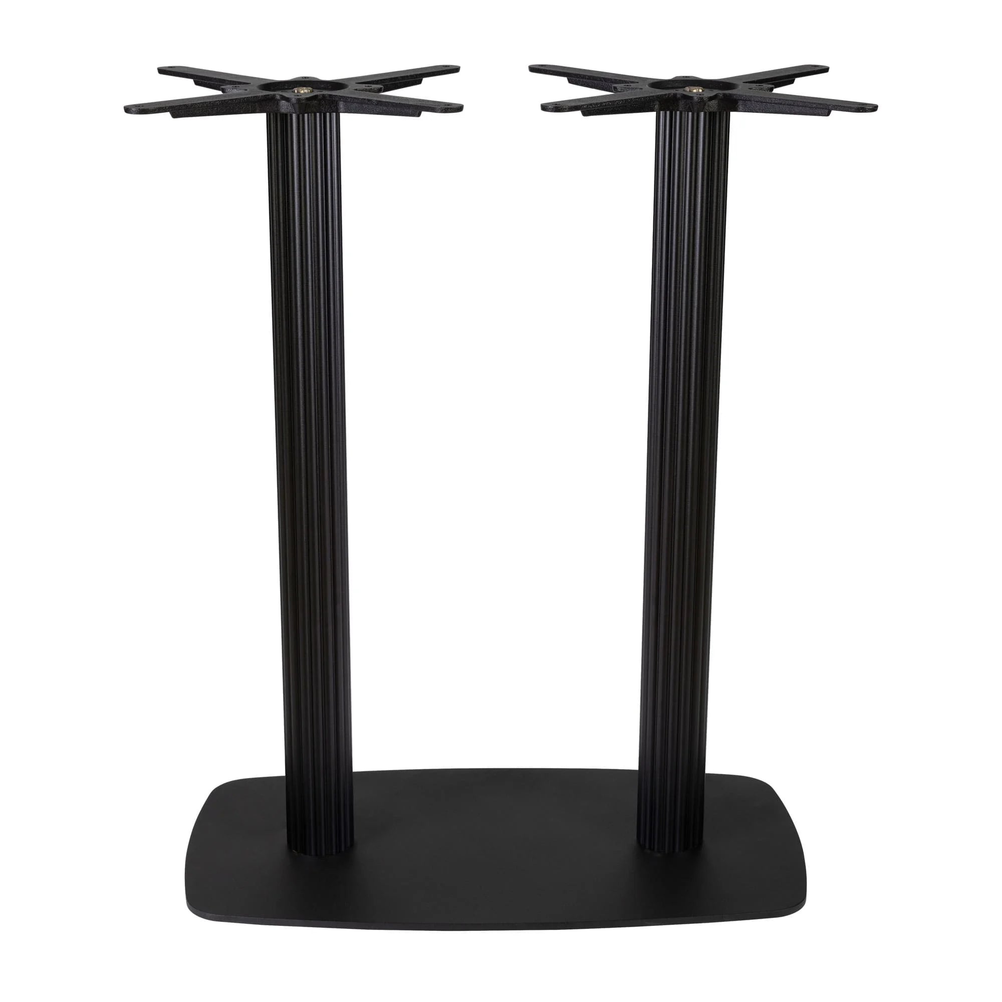 Boston Mid Height Table Base Large Rectangular Fluted Radius Edges Black Side