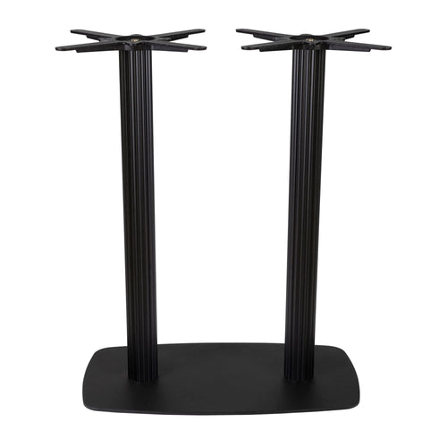 Boston Mid Height Table Base Large Rectangular Fluted Radius Edges Black Side