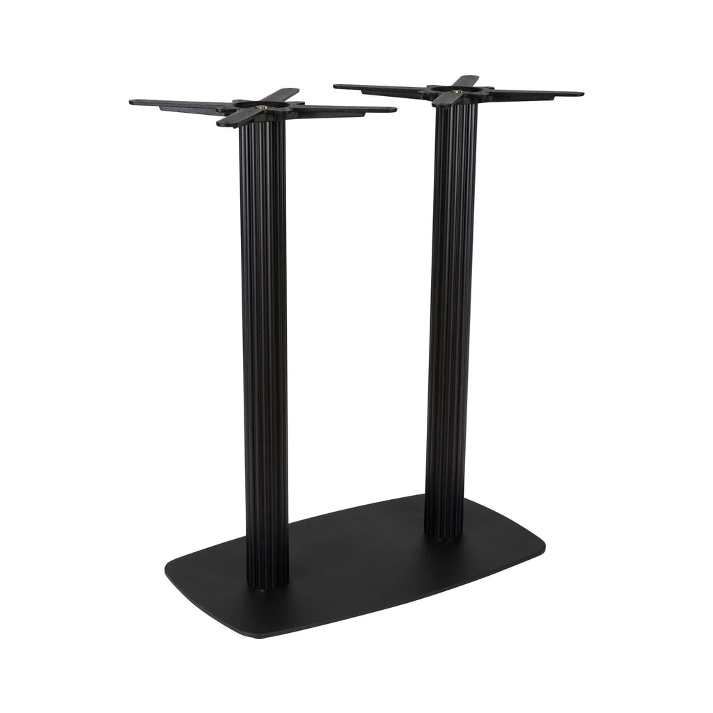 Boston Mid Height Table Base Large Rectangular Fluted Radius Edges Black