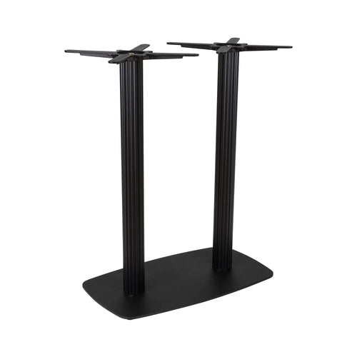 Boston Mid Height Table Base Large Rectangular Fluted Radius Edges Black