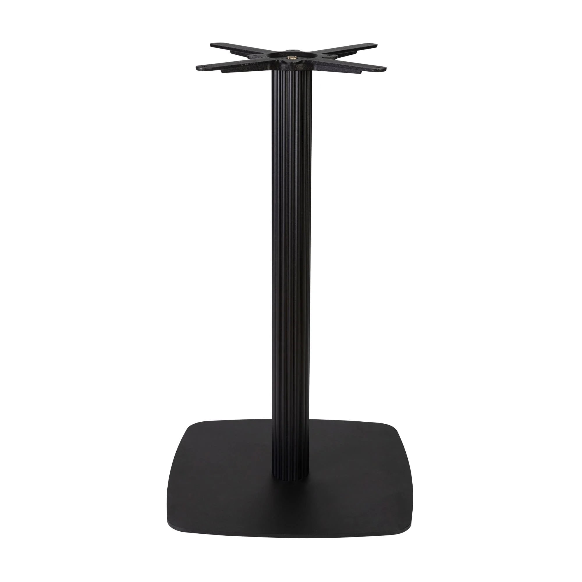 Boston Mid Height Table Base Large Square Fluted Radius Edges Black Side