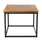 Byron Coffee Table Square Vintage Solid Wood Black Base Side