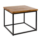 Byron Coffee Table Square Vintage Solid Wood Black Base
