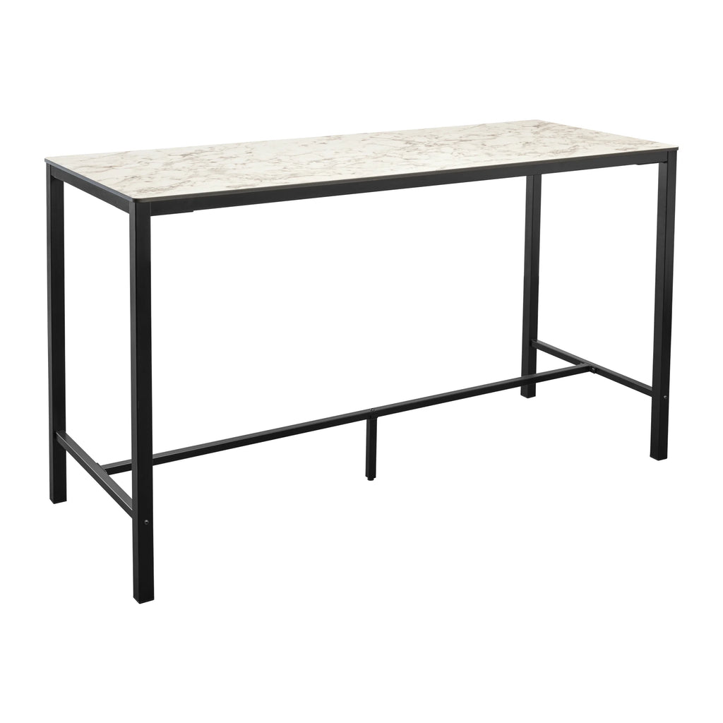 EXTREMA Carrara Marble 4 Leg Bar Height Table - Black