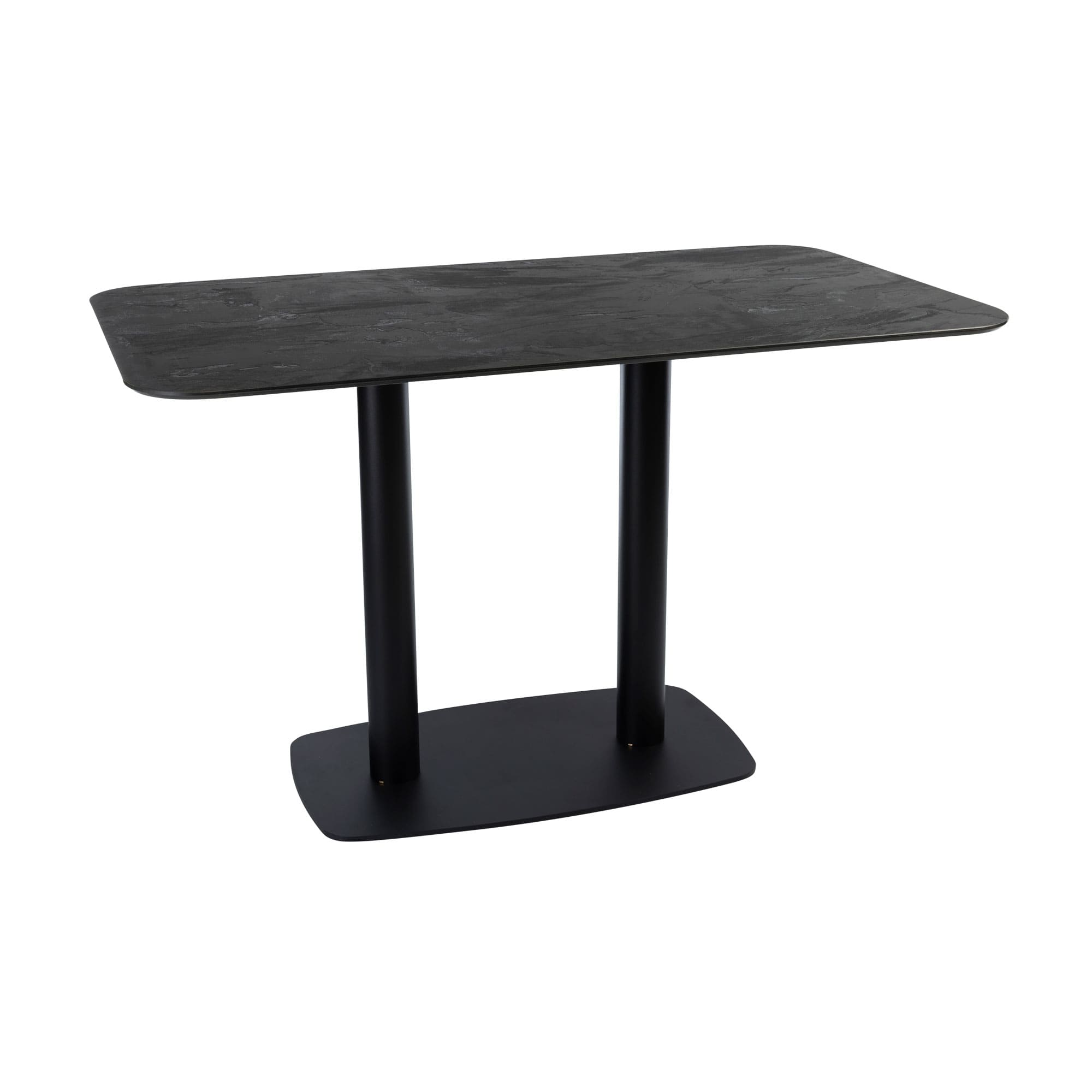 Extrema Premium Complete Dining Table - Black Moon with Boston Black Base with Radius Edges