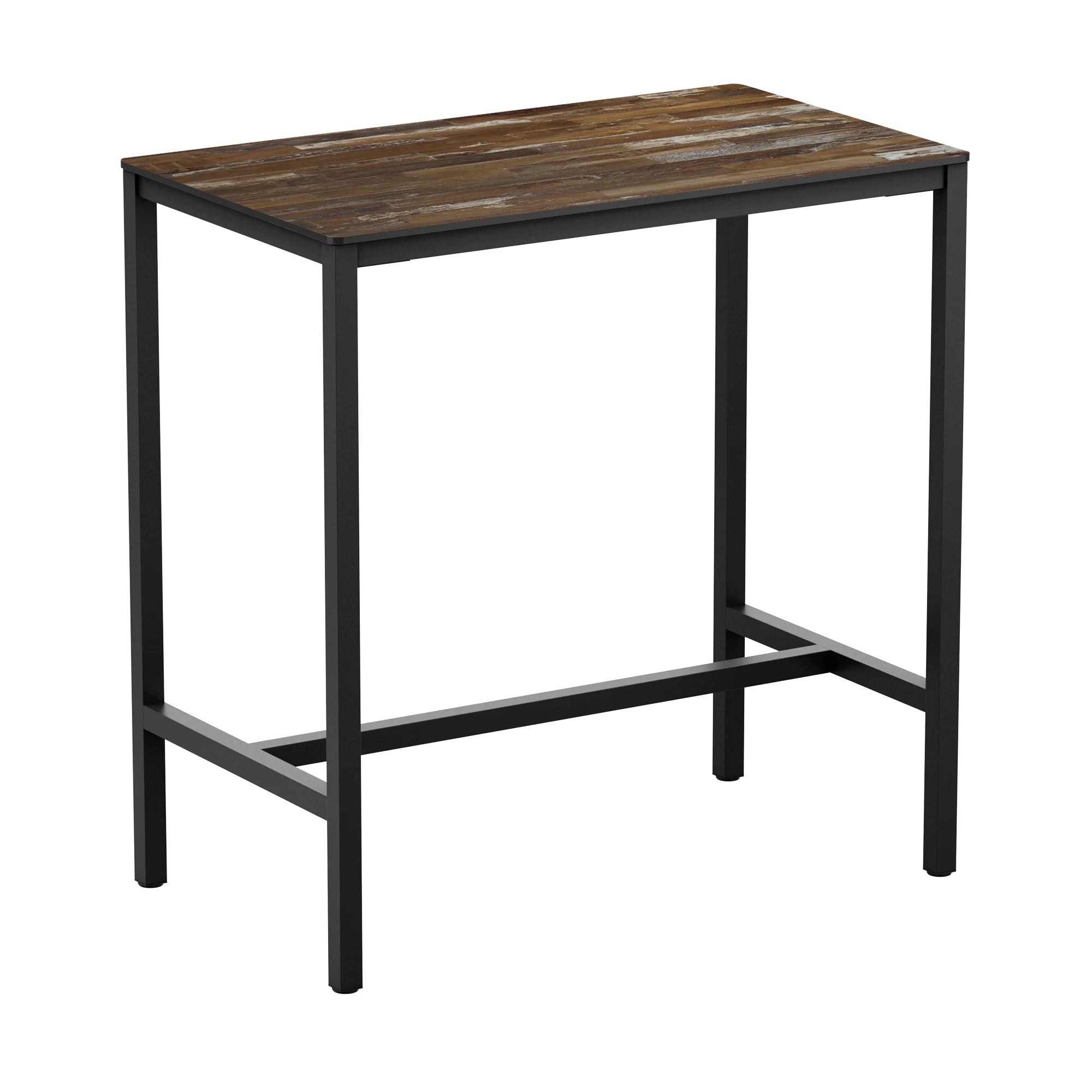 EXTREMA Planked Vintage Wood 4 Leg Dining Table - Black