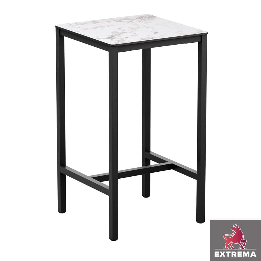EXTREMA Carrara Marble 4 Leg Bar Height Table - Black