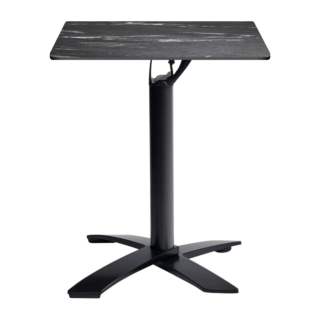 Extrema Complete Dining Table - Black Marble 'Textured' with Spaceguard Deluxe Black Flip Top Base