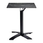 Extrema Complete Dining Table - Black Marble 'Textured' with Spaceguard Deluxe Black Flip Top Base