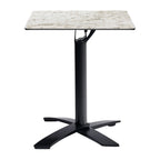 Extrema Complete Dining Table- White Carrara Marble with Spaceguard Deluxe Black Flip Top Base