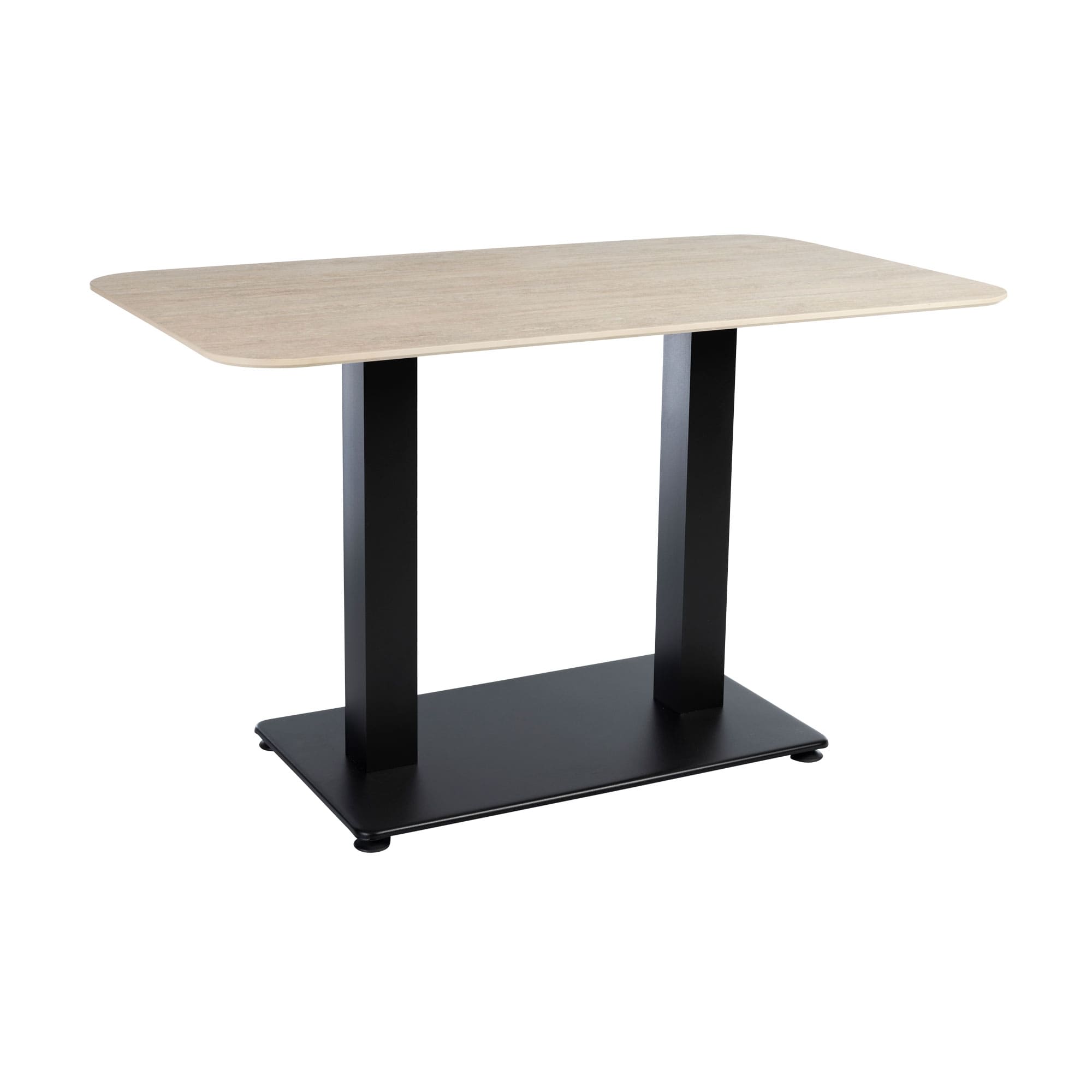 Extrema Premium Complete Dining Table - Beige Travertine with Anzio Black Base