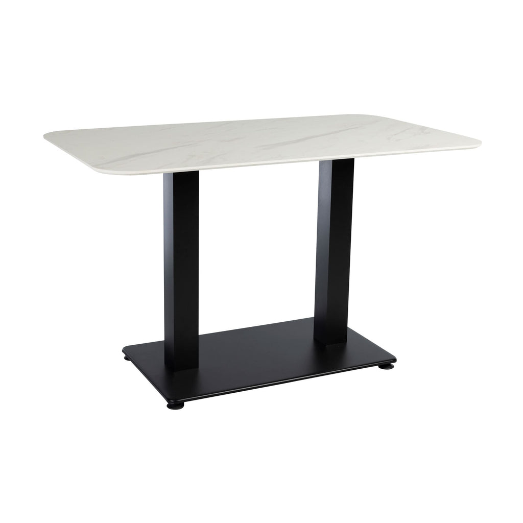 Extrema Premium Complete Dining Table - White Marble with Anzio Black Base