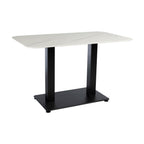 Extrema Premium Complete Dining Table - White Marble with Anzio Black Base