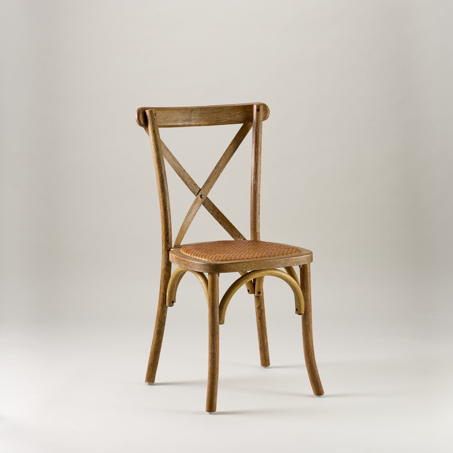 Rustic Limed oak crossback chair – rattan seat pad
