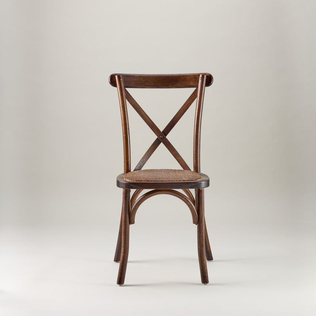 Walnut crossback chair – rattan seat pad