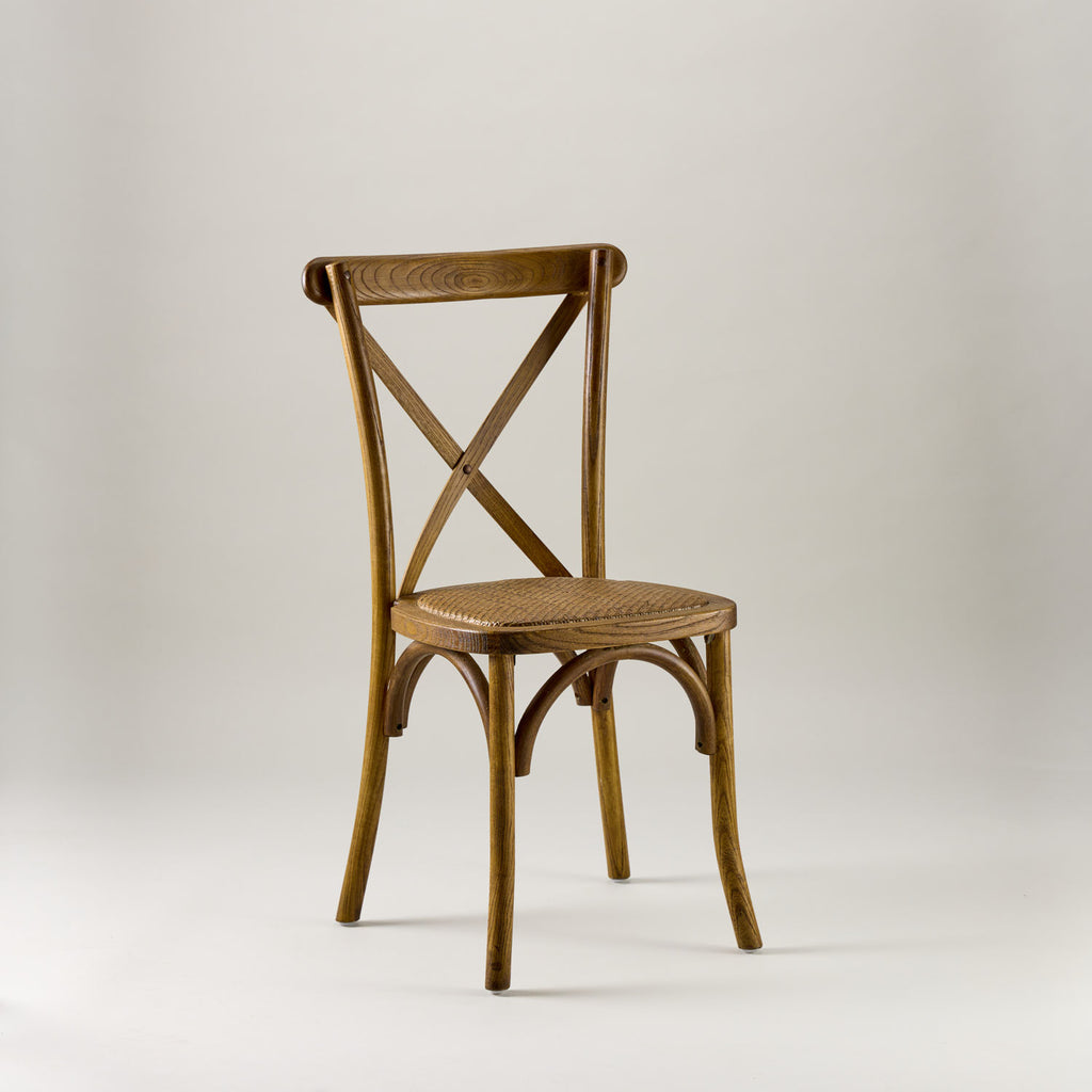 Antique black crossback chair – rattan seat pad