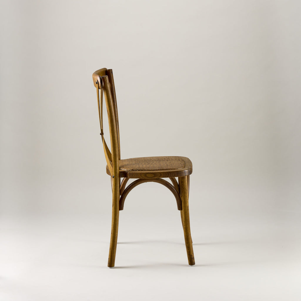 Antique black crossback chair – rattan seat pad