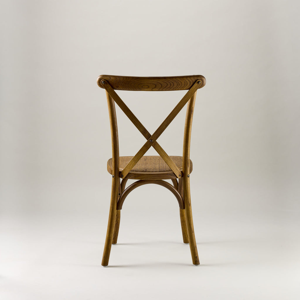 Antique black crossback chair – rattan seat pad