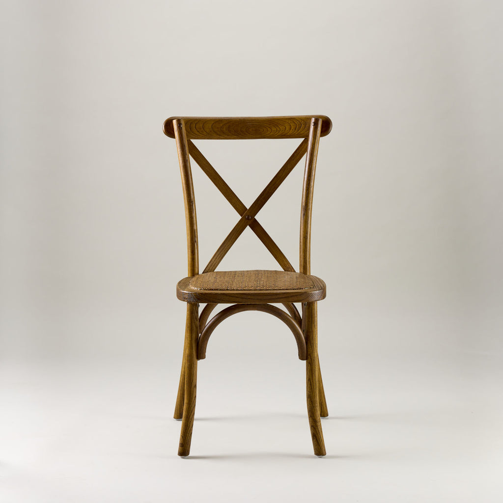 Antique black crossback chair – rattan seat pad
