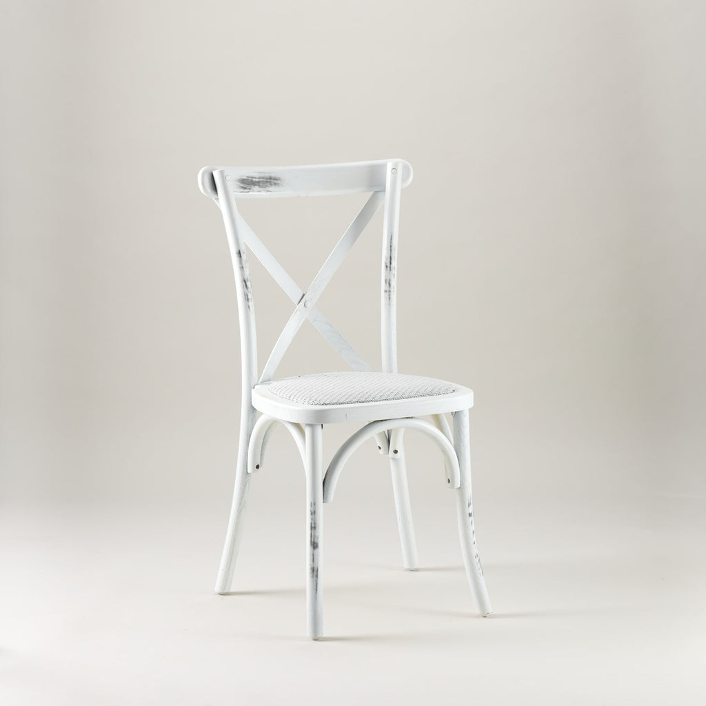 Vintage White crossback chair – rattan seat pad