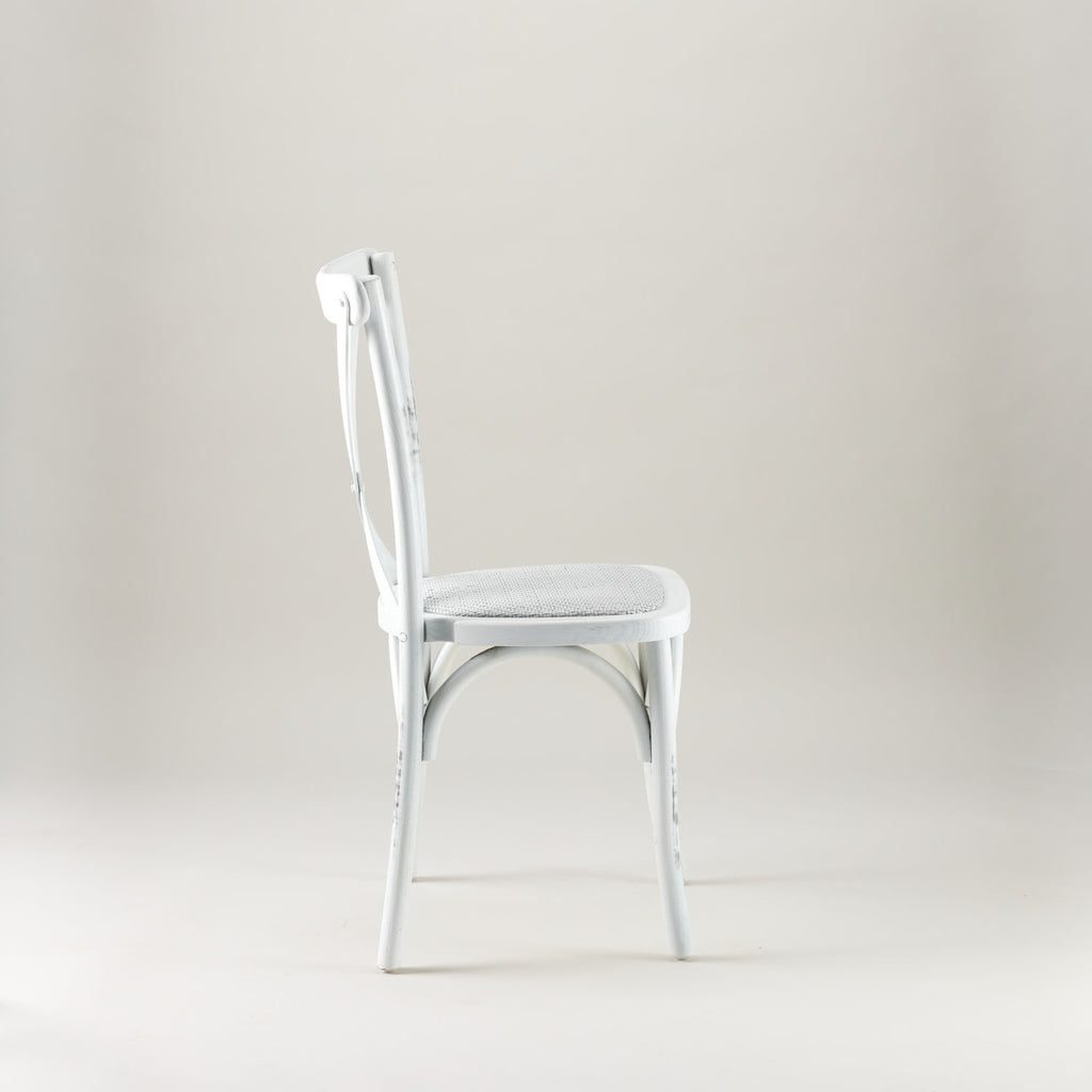 Vintage White crossback chair – rattan seat pad