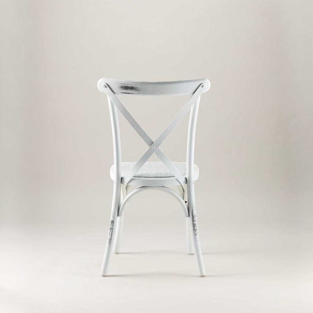 Vintage White crossback chair – rattan seat pad