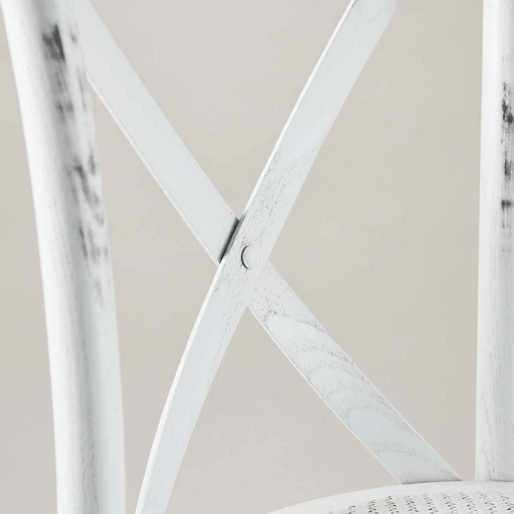 Vintage White crossback chair – rattan seat pad