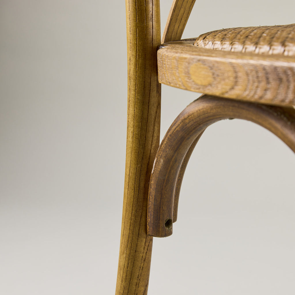 Antique black crossback chair – rattan seat pad