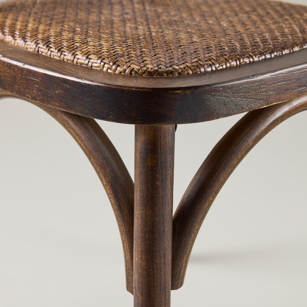 Walnut crossback chair – rattan seat pad