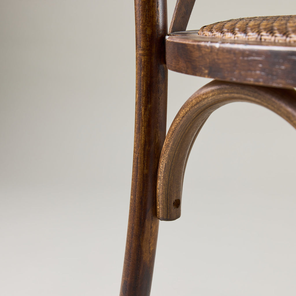 Walnut crossback chair – rattan seat pad