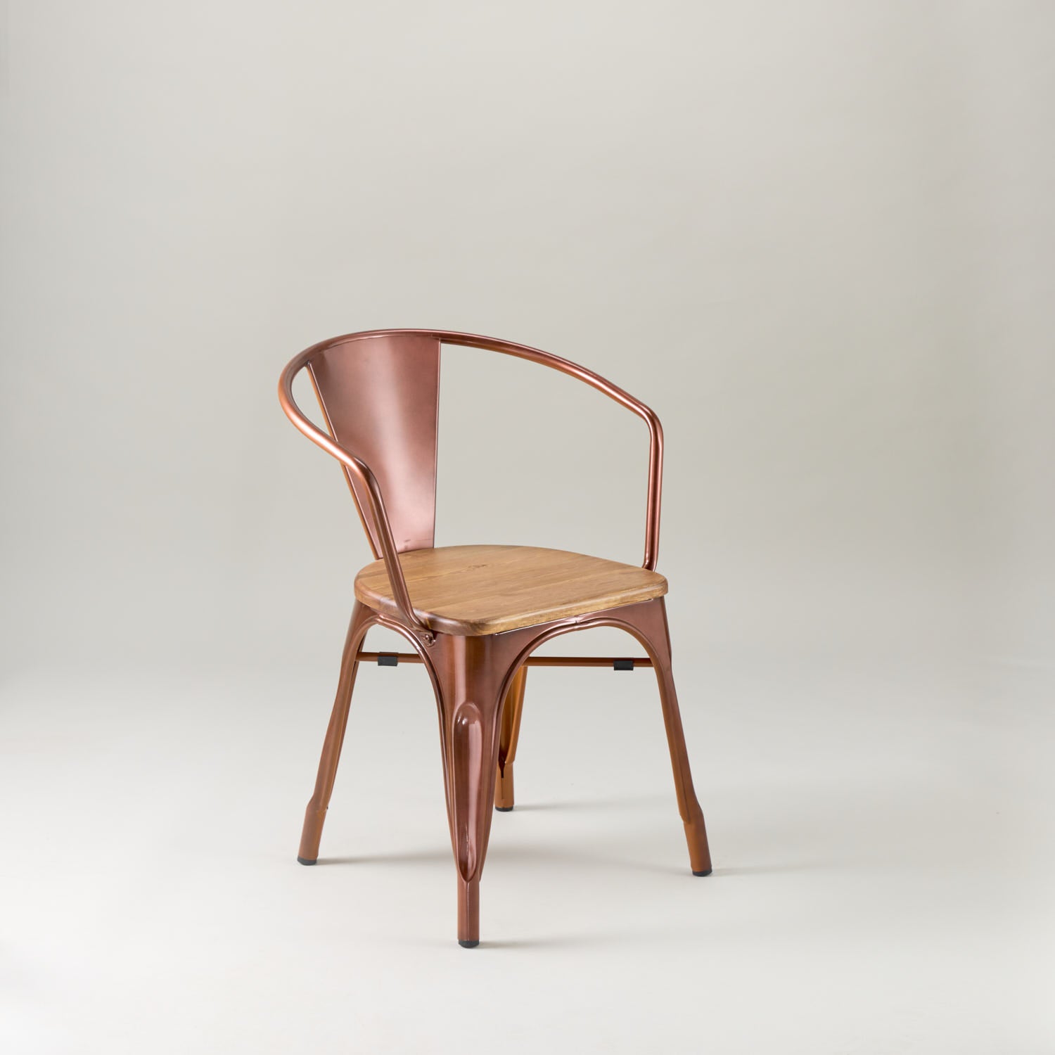 Paris cafe chair with arms & wood seat – Vintage copper