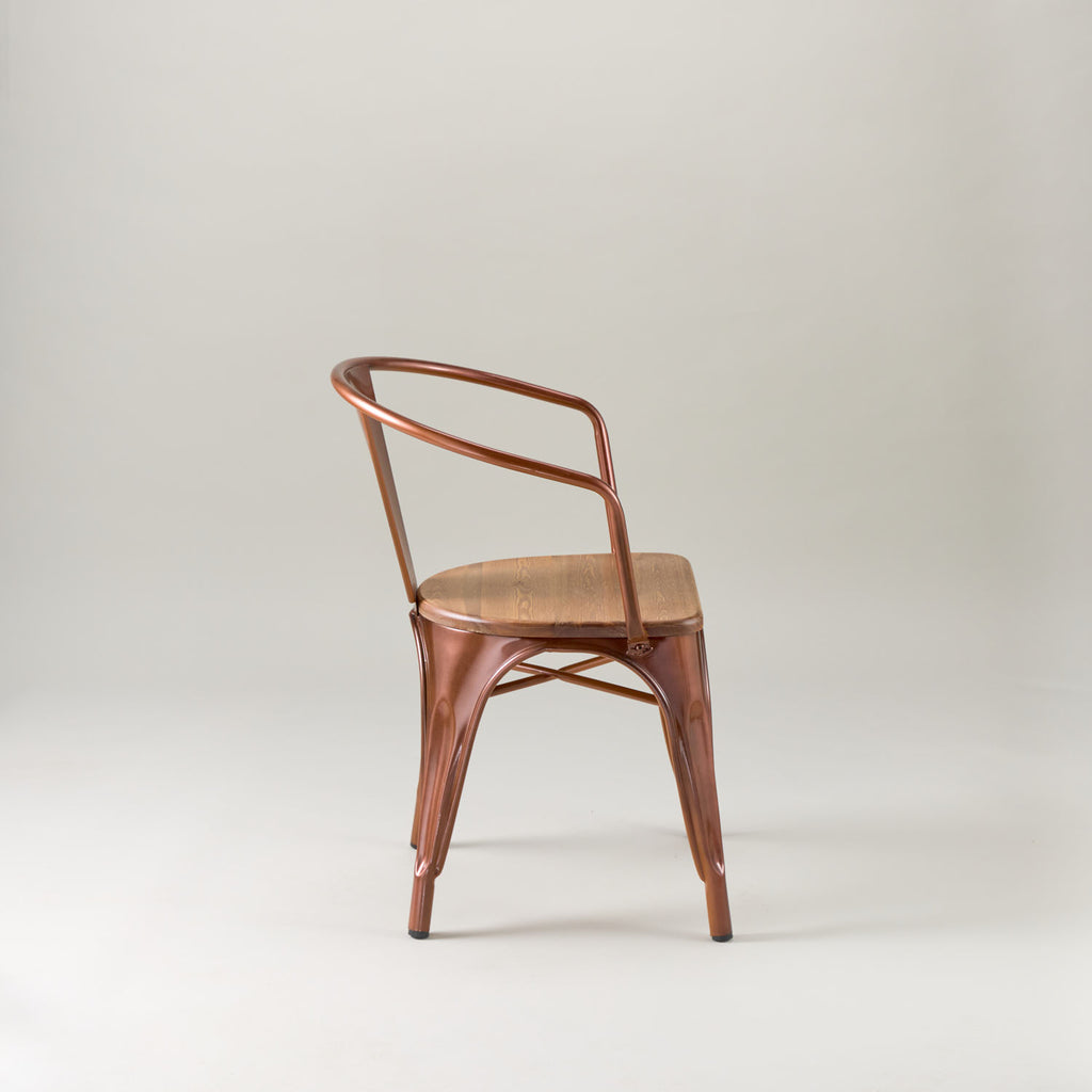 Paris cafe chair with arms & wood seat – Vintage copper