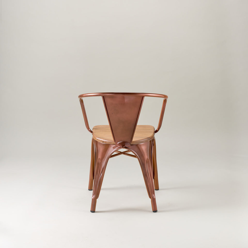 Paris cafe chair with arms & wood seat – Vintage copper