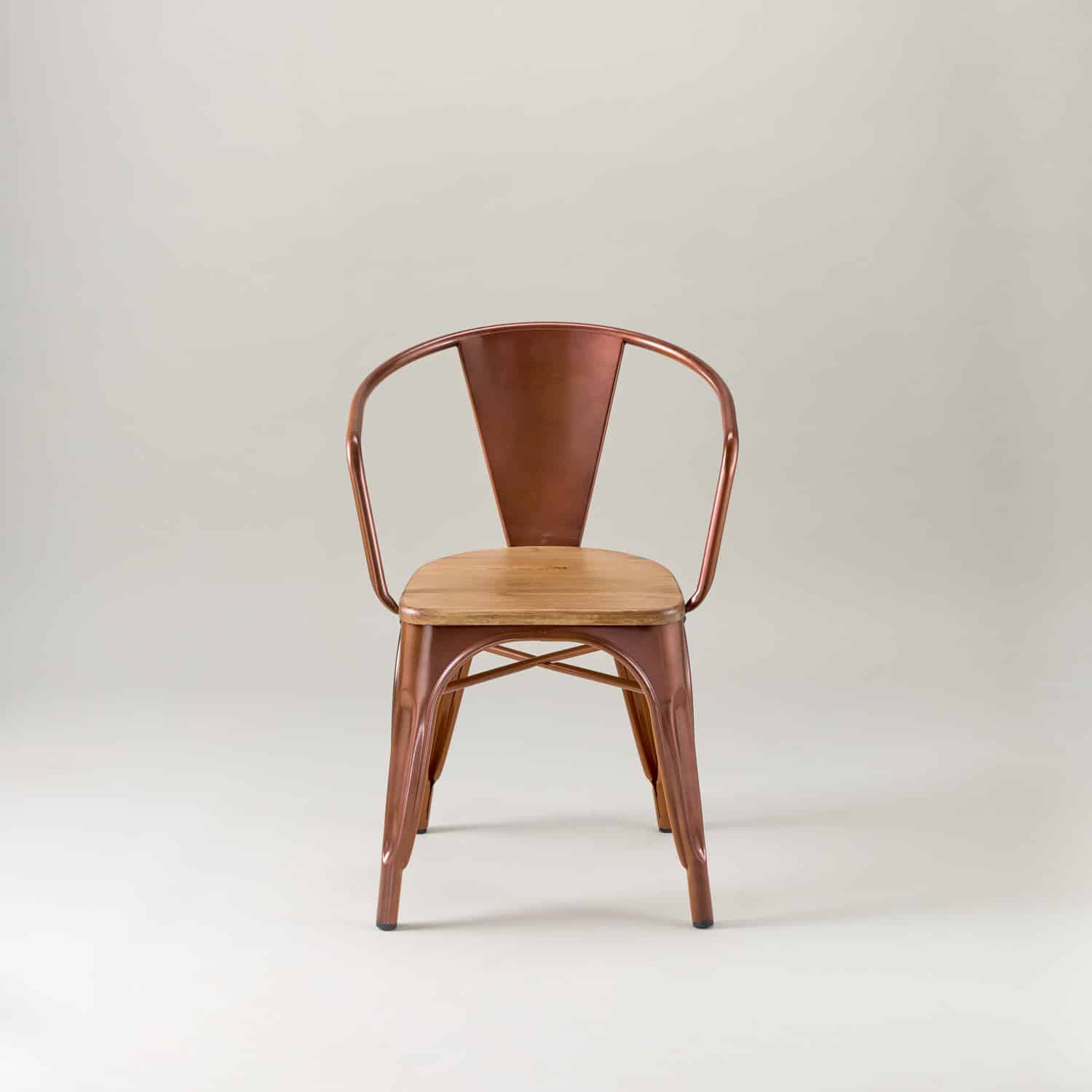 Paris cafe chair with arms & wood seat – Vintage copper