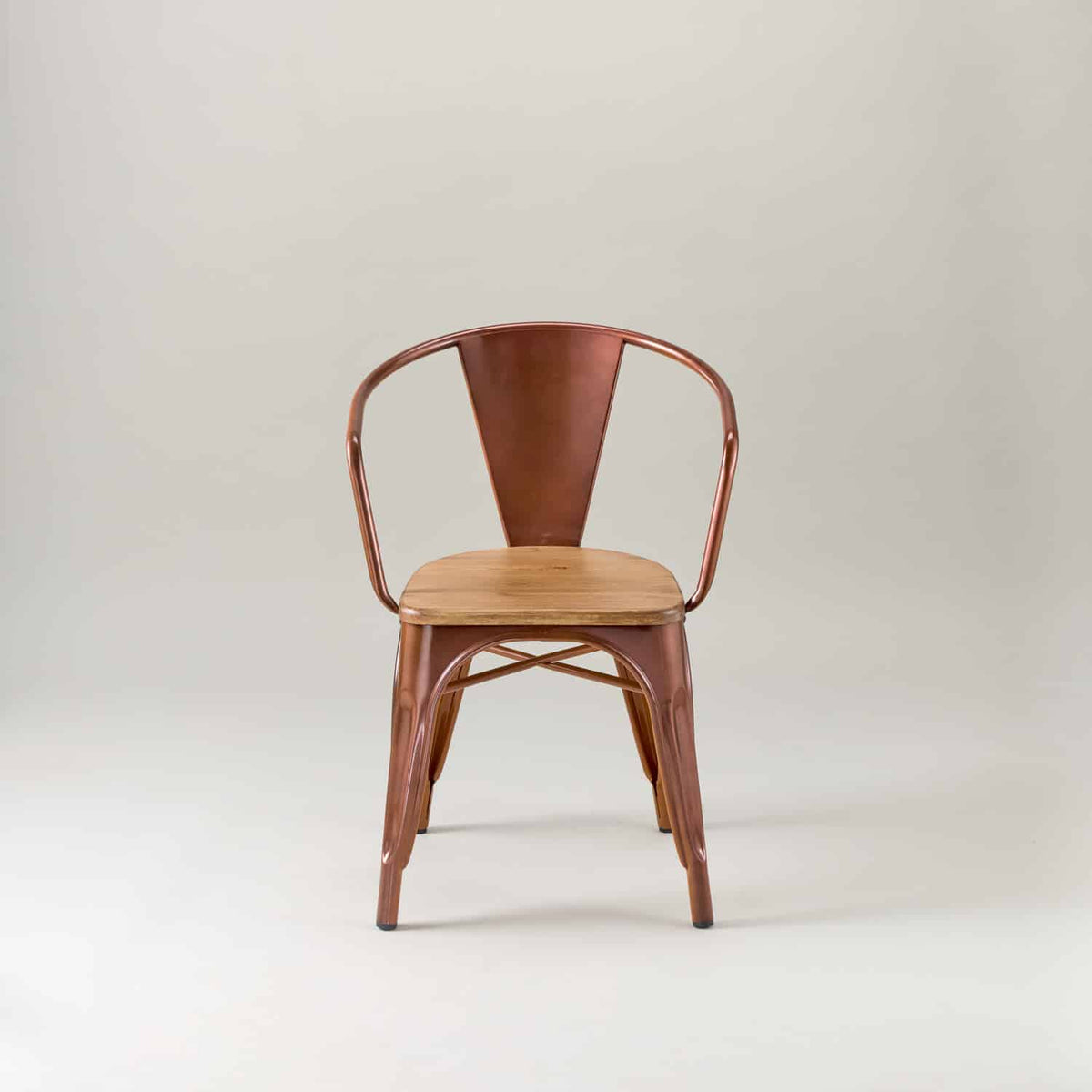 Paris cafe chair with arms & wood seat – Vintage copper