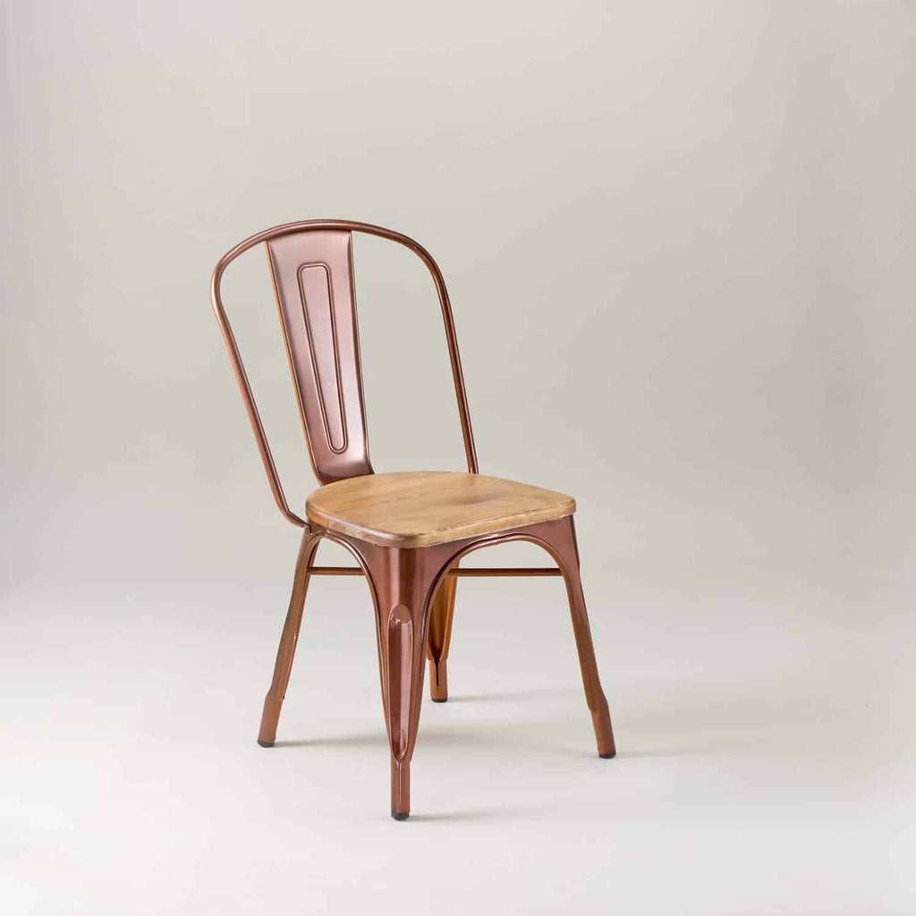 Paris Cafe Chair with wood seat- Vintage Copper