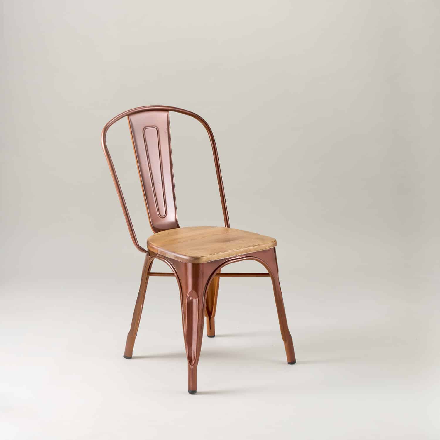 Paris Cafe Chair with wood seat- Vintage Copper
