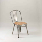 Paris cafe chair with wood seat – Gunmetal Grey