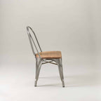 Paris cafe chair with wood seat – Gunmetal Grey