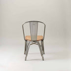 Paris cafe chair with wood seat – Gunmetal Grey