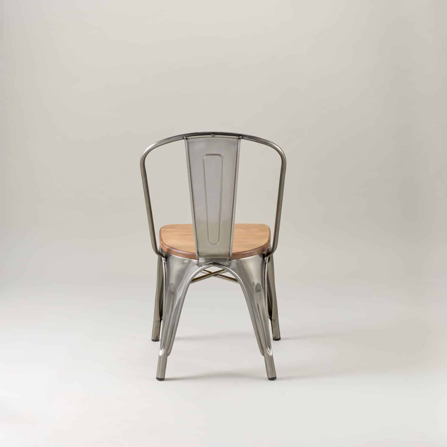 Paris cafe chair with wood seat – Gunmetal Grey