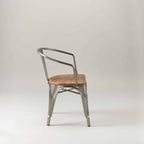Paris cafe chair with arms & wood seat – Gunmetal