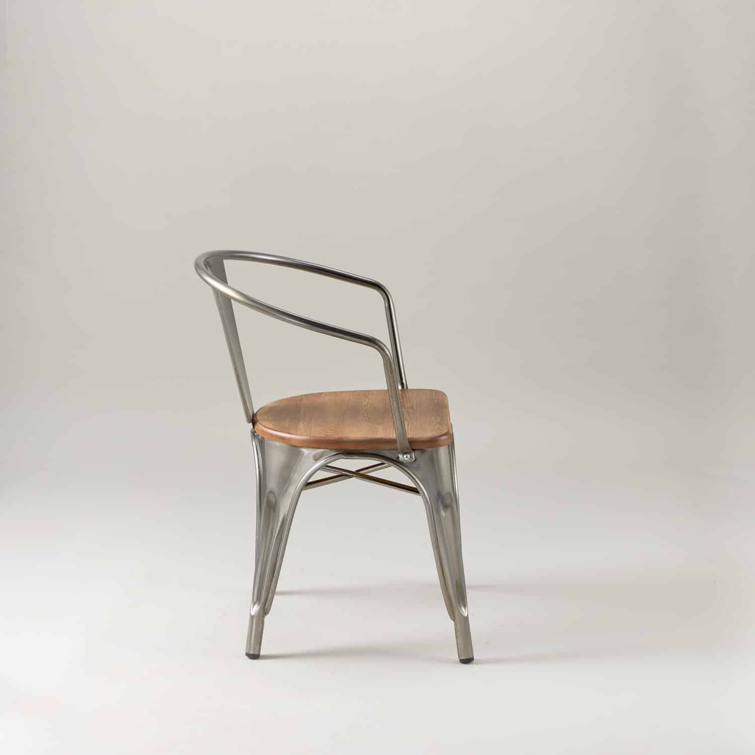 Paris cafe chair with arms & wood seat – Gunmetal