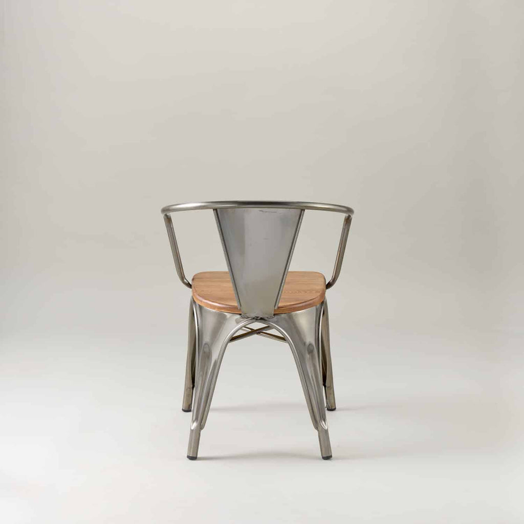 Paris cafe chair with arms & wood seat – Gunmetal
