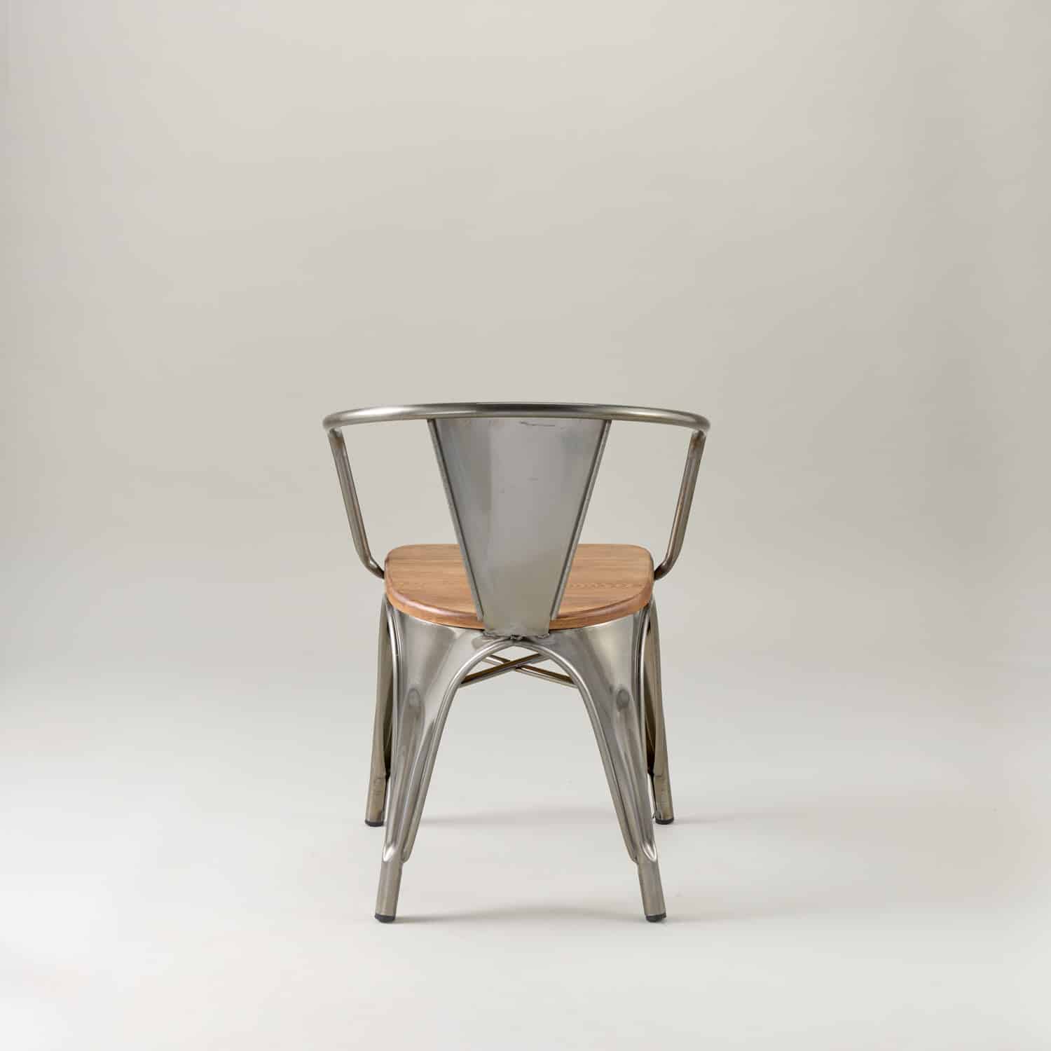 Paris cafe chair with arms & wood seat – Gunmetal